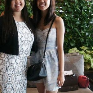 Strapless printed dress